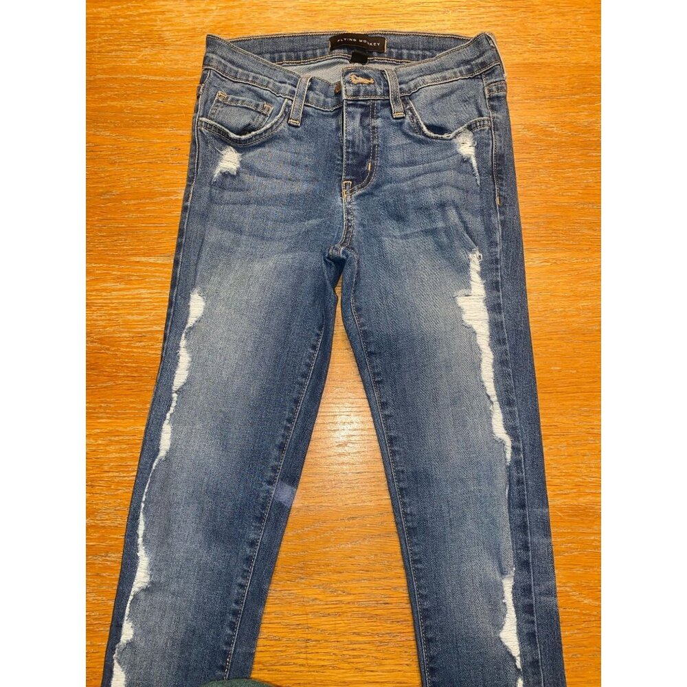 Flying Monkey Blue Distressed Skinny Jeans For Women - Size 24